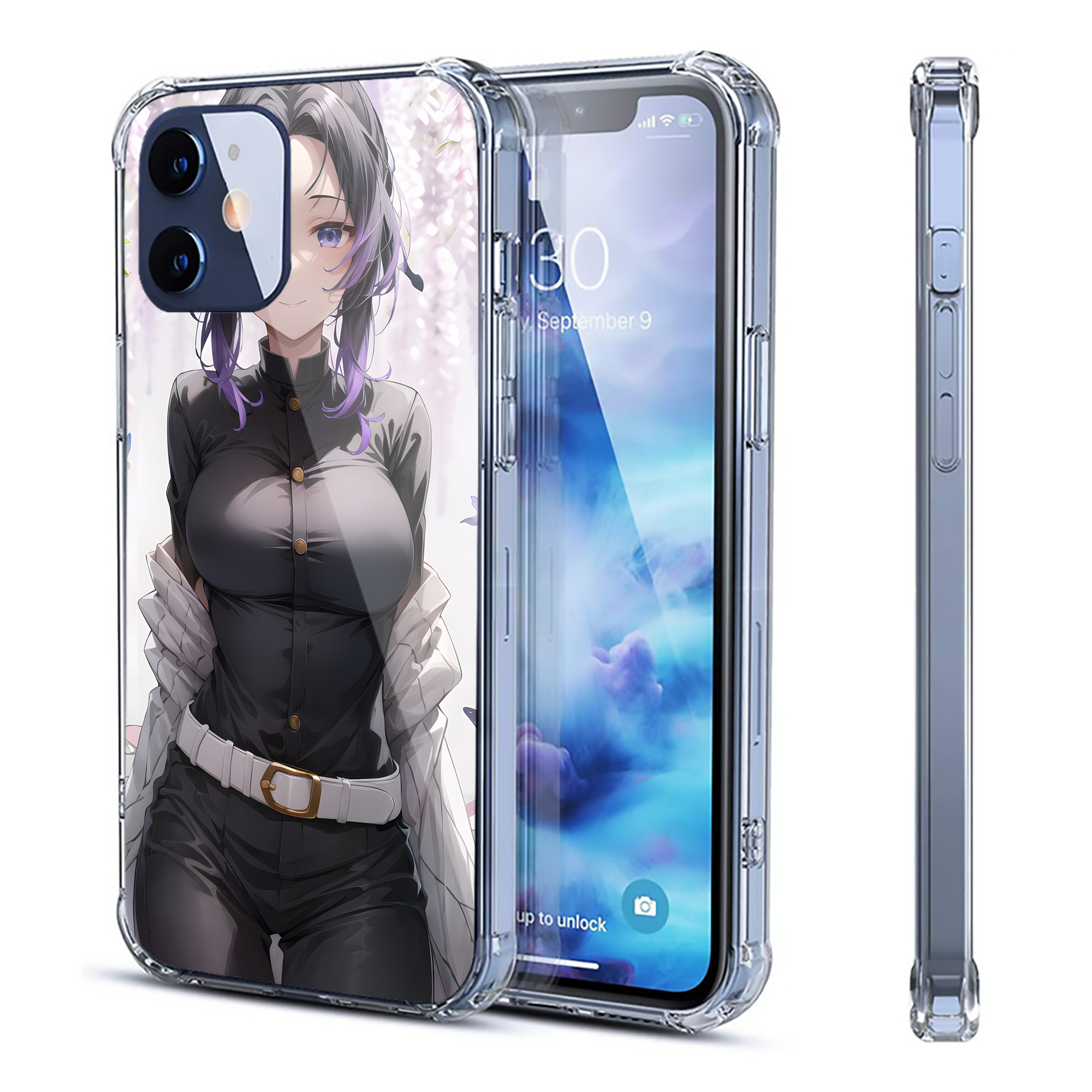 （画像用） 鬼滅の刃（きめつのやいば）蟲柱-胡蝶 しのぶ／こちょう しのぶ Kochou Shinobu 【iPhone 12シリーズ対応】透明スマホケース（クリアソフトケース）